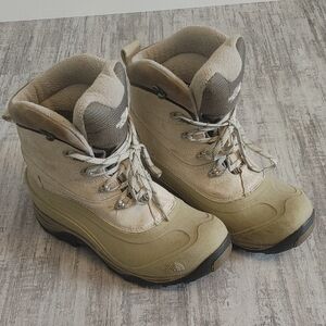 The North Face Tan and Cream Winter Boots